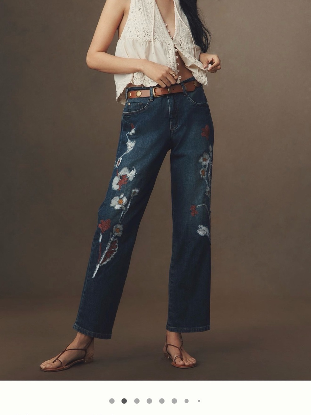 Pilcro Anthropologie Mid rise baggy boyfriend embroidered jeans like new 30